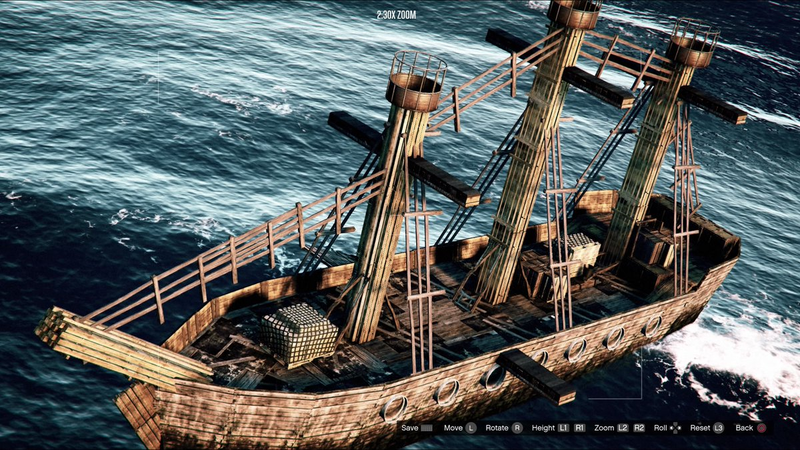 Drew Barnes, a well-known set builder and photographer, used the in-game track editor to create his own wooden pirate boat from different props, boards and boxes.